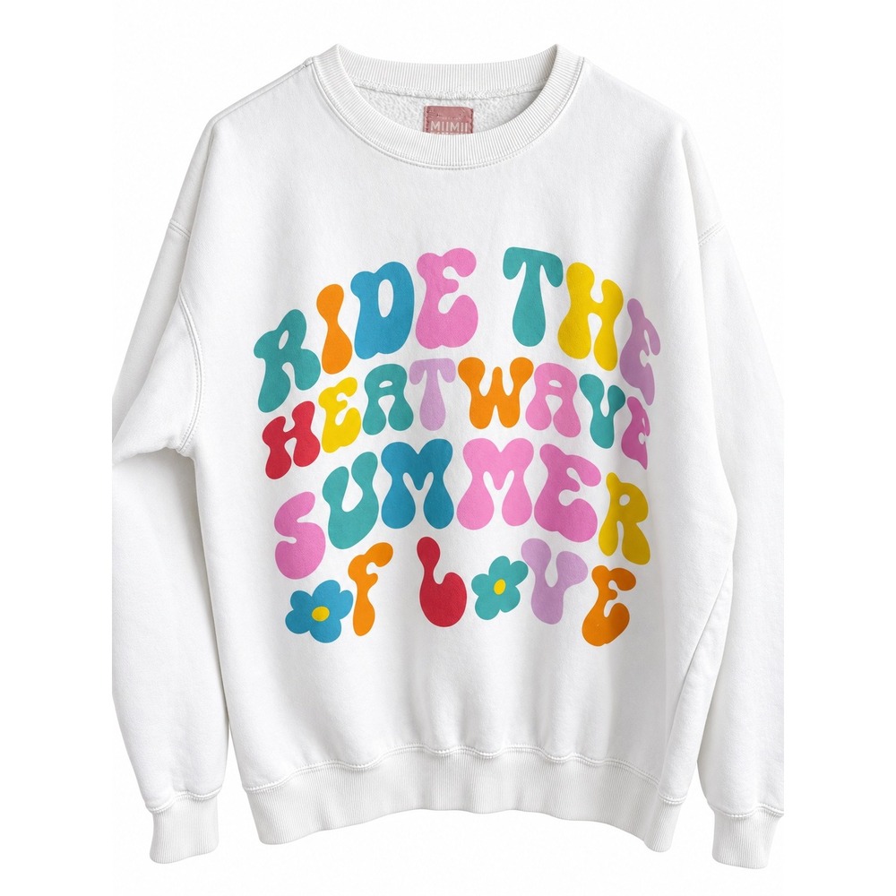 MUMU White Graphic Sweatshirt Colorful Retro Y2K Streetwear Size M